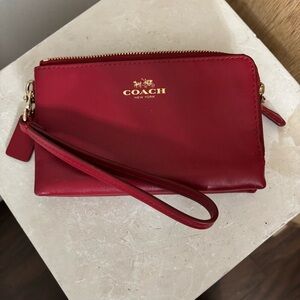 Coach Double Zip Wristlet/Wallet Front Logo